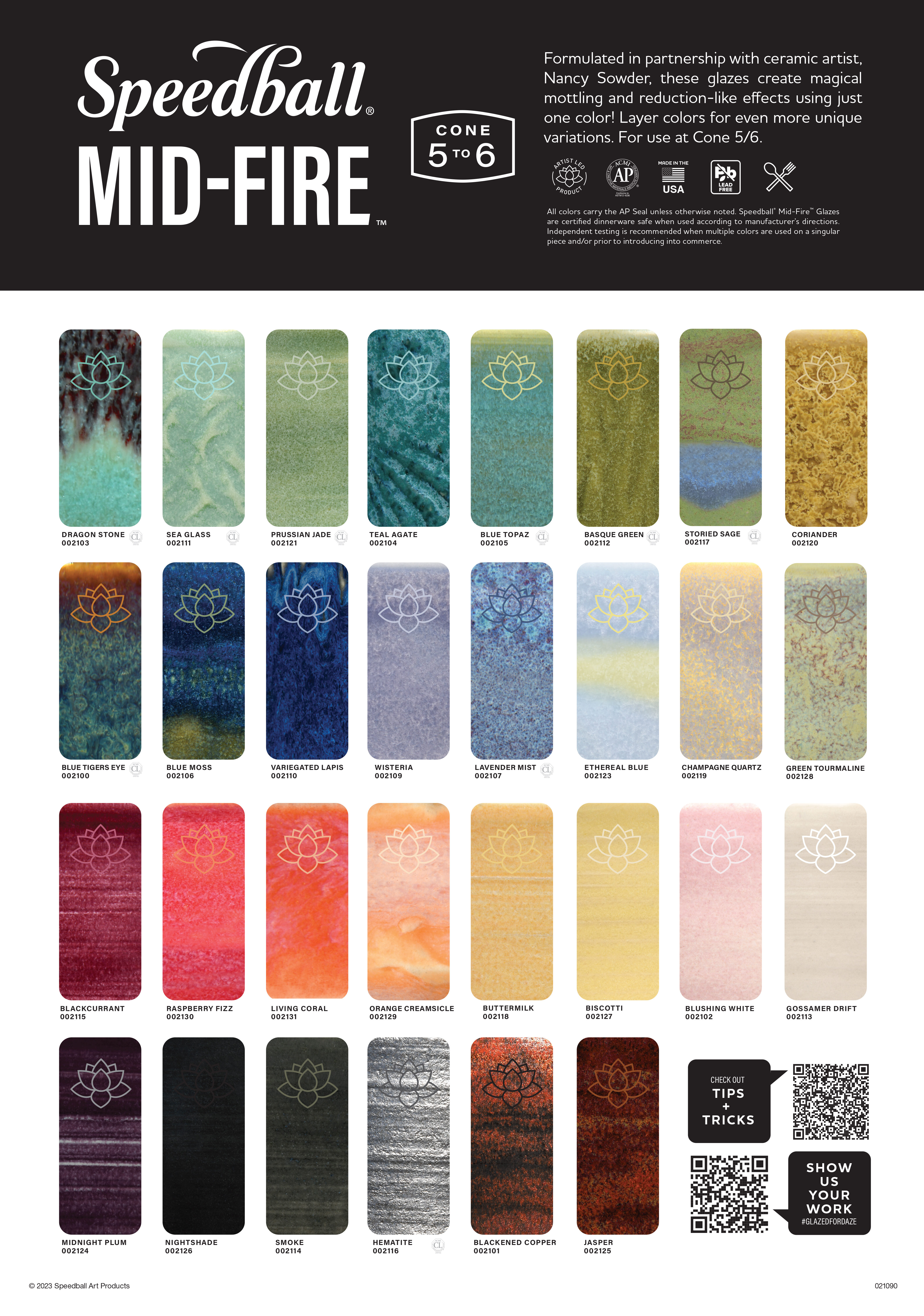 Cone 5/6 Glaze Chip Chart